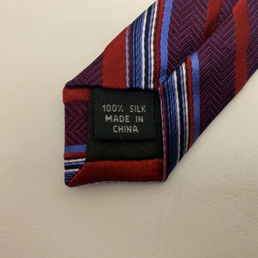Joseph Abboud Men's Tie Necktie Striped Purple Red Blue White NWT‎ 100% Silk